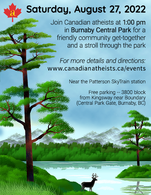 [2022-Aug-27 event: A friendly community get-together with Canadian atheists in Burnaby Central Park]