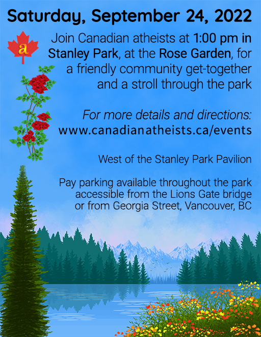 [2022-Sep-24 event: A friendly community get-together with Canadian atheists in Stanley Park (Vancouver, BC, Canada)]