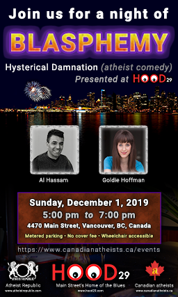 [2019-Dec-01 event: A night of Blasphemy - Hysterical Damnation (atheist comedy)]